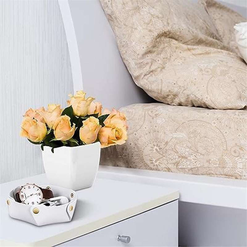 5 Pcs Pvc Leather Valet Tray Desktop Storage Organizer Decorative Folded Watch Tray Catchall Portabl