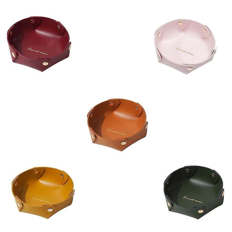 5 Pcs Pvc Leather Valet Tray Desktop Storage Organizer Decorative Folded Watch Tray Catchall Portabl