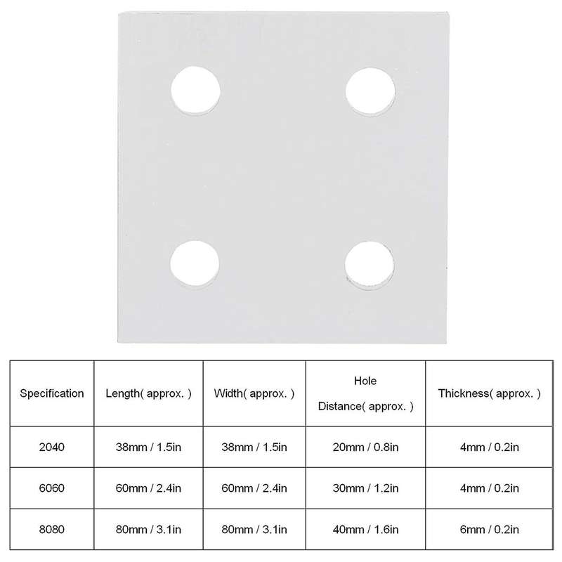5 Pcs Strip Plate Aluminum Connector Fastener 4 Hole Angle Connector Aluminum Mount Plate 2040-4 Hol
