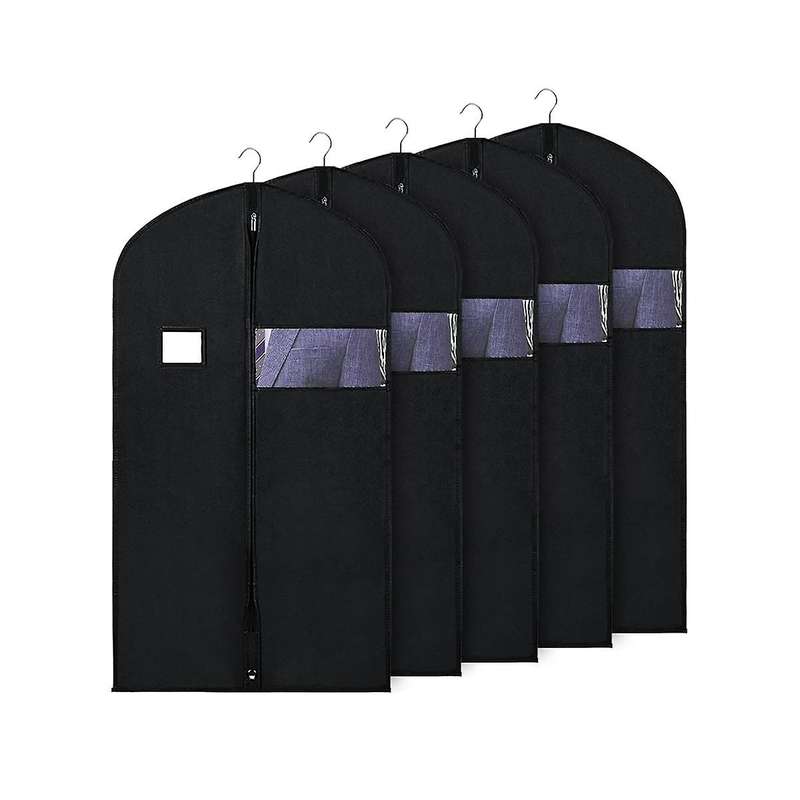5 Pcs Suit Hanging Bags Garment Storage Covers with Clear Window and Id Holder for Robes and Trench