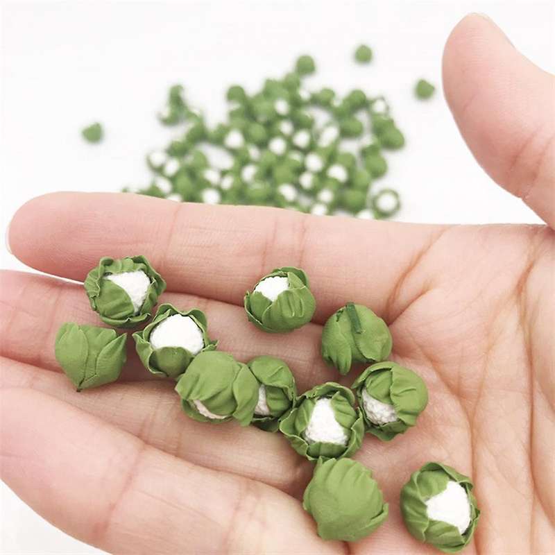 5 Pieces Mini Handmade Clay Vegetables Miniatures Cauliflower Chinese Cabbage for Doll Kitchen