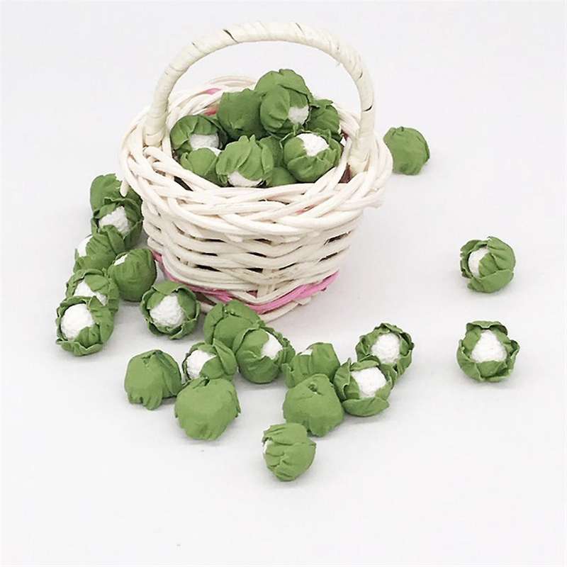 5 Pieces Mini Handmade Clay Vegetables Miniatures Cauliflower Chinese Cabbage for Doll Kitchen