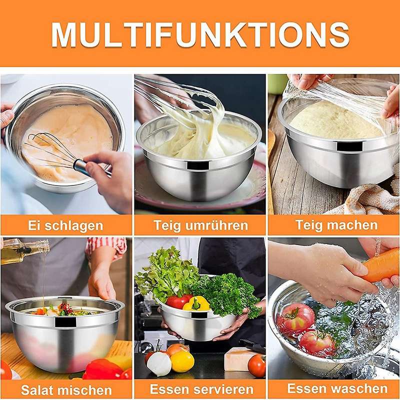5 Pieces Mixing Bowl,Stainless Steel Salad Bowl Stackable Serving Bowl with Airtight Lids for Kitch