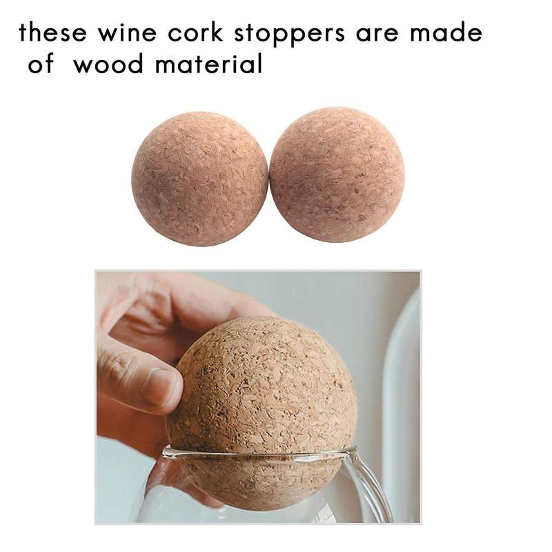 5 Pieces Wine Cork Ball Wooden Cork Ball Stopper for Wine Decanter Carafe Bottle Replacement (2.36