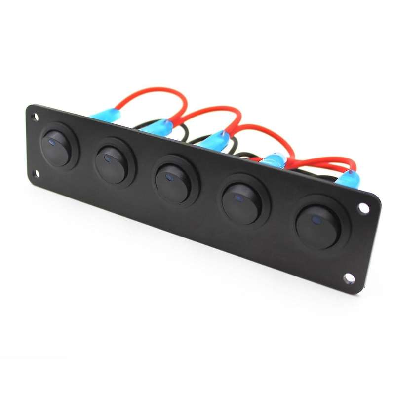 5 Round Dash Rocker Toggle Switch Panel Waterproof 12-24v Led for Rv Yacht Marine Car Marine Blue