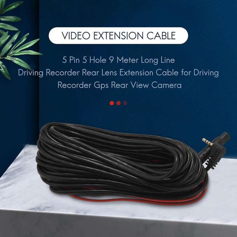 5 Pin 5 Hole 9 Meter Long Line Driving Recorder Rear Lens Extension Cable Compatible Driving Recorde