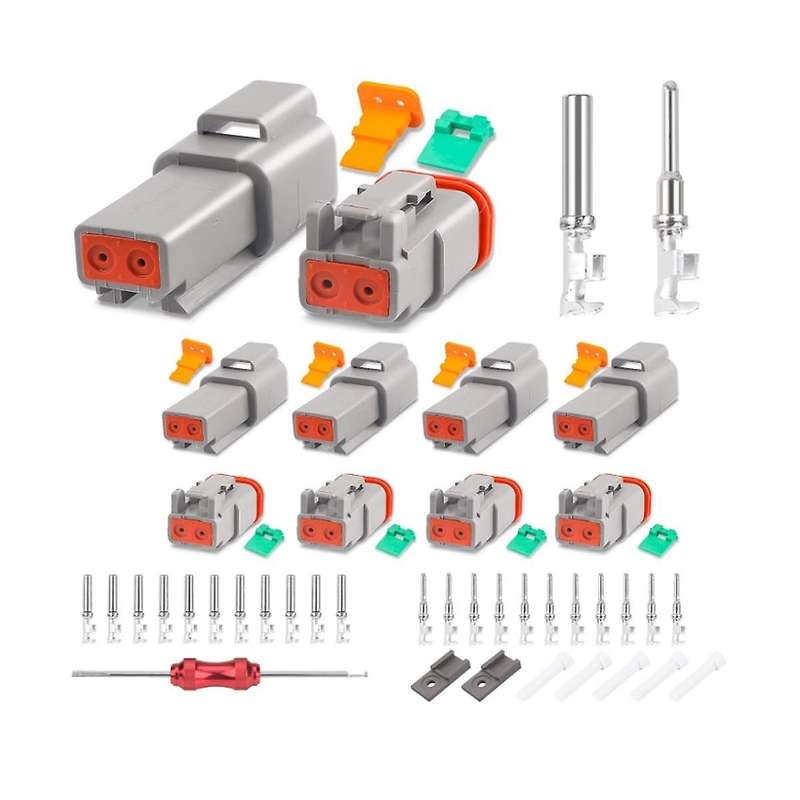 5 Set 2 Pin Dt Connector Kit, Waterproof Dt Connector, Size 16 Stamped Contacts, Seal Plugs for Car,