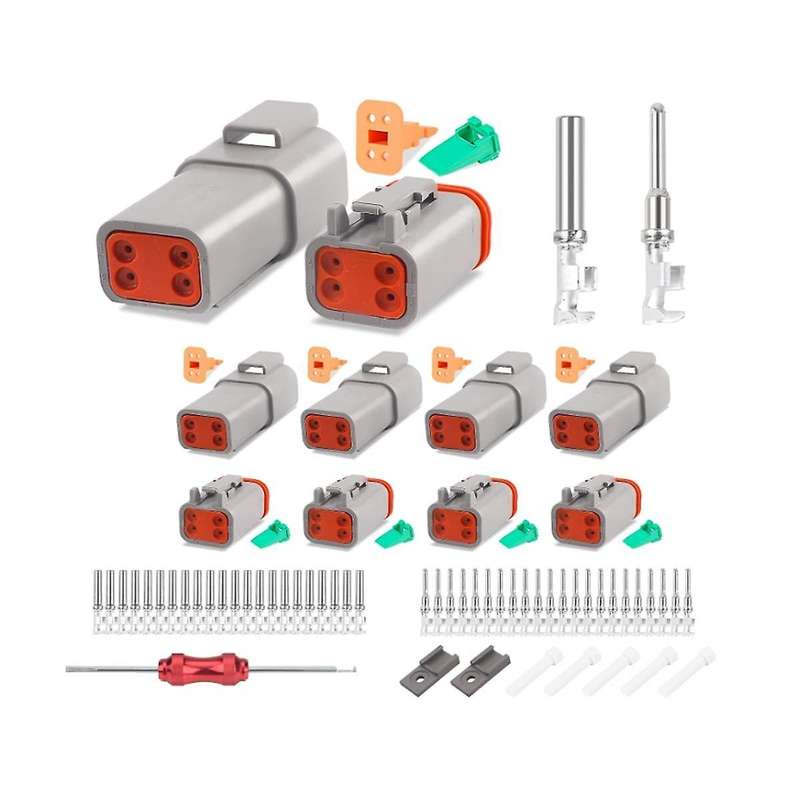 5 Set 4 Pin Dt Connector Kit, Waterproof Dt Connector, Size 16 Stamped Contacts, Seal Plugs for Car,