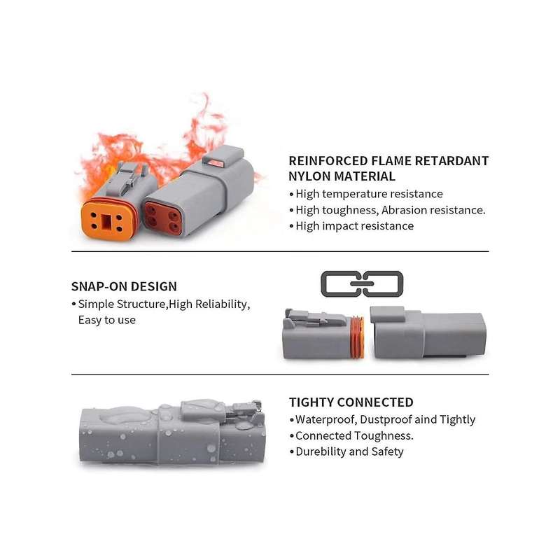 5 Set 4 Pin Dt Connector Kit, Waterproof Dt Connector, Size 16 Stamped Contacts, Seal Plugs for Car,