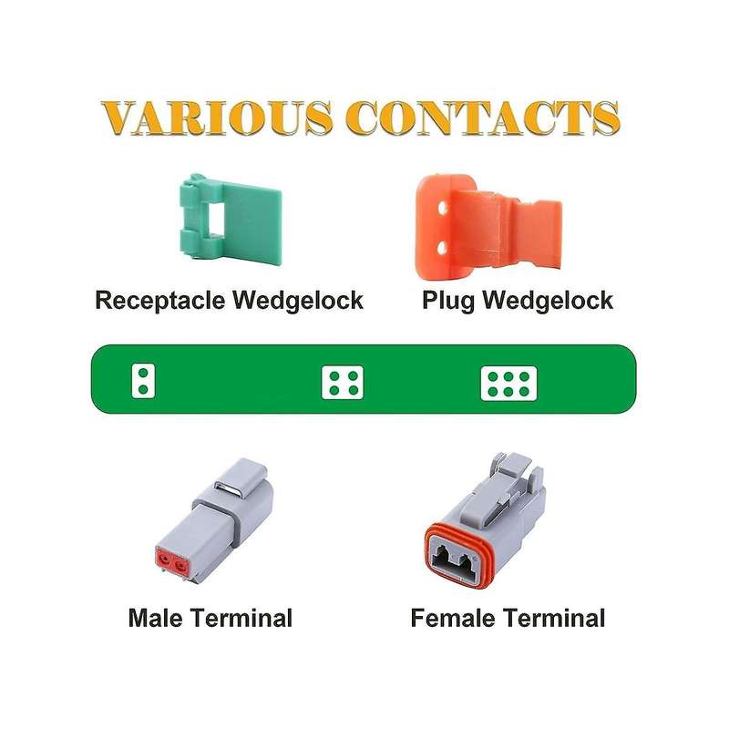5 Set 4 Pin Dt Connector Kit, Waterproof Dt Connector, Size 16 Stamped Contacts, Seal Plugs for Car,
