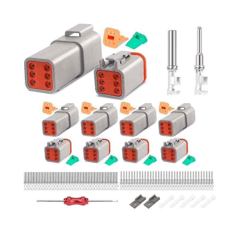 5 Set 6 Pin Dt Connector Kit, Waterproof Dt Connector, Size 16 Stamped Contacts, Seal Plugs for Car,