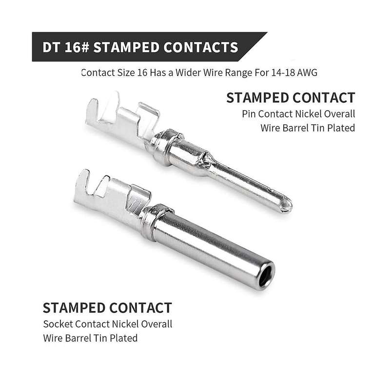 5 Set 6 Pin Dt Connector Kit, Waterproof Dt Connector, Size 16 Stamped Contacts, Seal Plugs for Car,