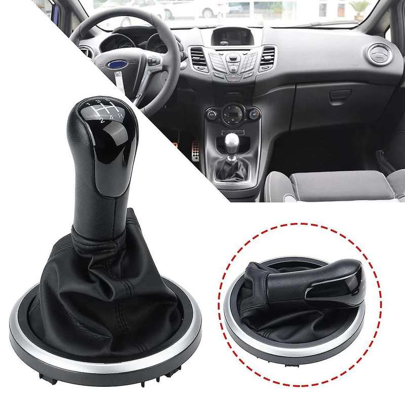 5 Speed Black Car Gear Shift Knob Stick Shift Knob Boot Cover for Fiesta Transit Connect 2002-2022 2
