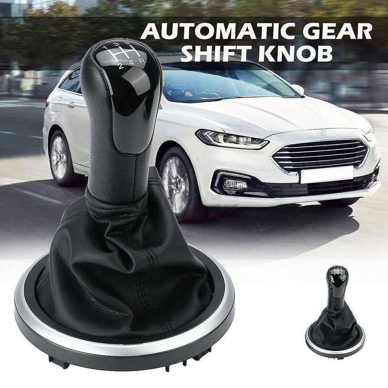 5 Speed Black Car Gear Shift Knob Stick Shift Knob Boot Cover for Fiesta Transit Connect 2002-2022 2