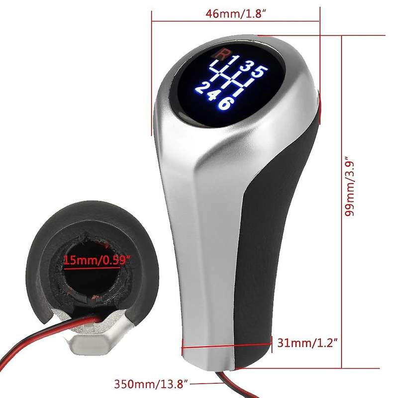5 Speed Car LED Gear Shift Knob WITH/LED Backlight Leather Shifter Lever Handle Stick for E46 E90 E9