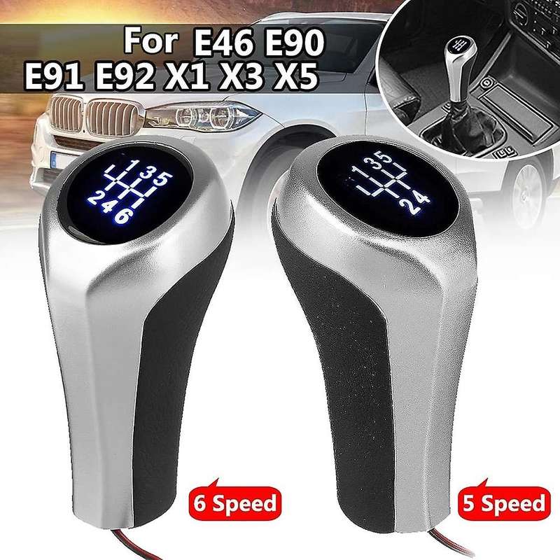 5 Speed Car LED Gear Shift Knob WITH/LED Backlight Leather Shifter Lever Handle Stick for E46 E90 E9