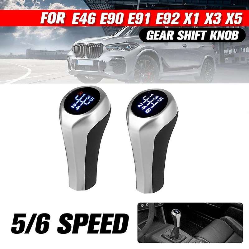 5 Speed Car LED Gear Shift Knob WITH/LED Backlight Leather Shifter Lever Handle Stick for E46 E90 E9