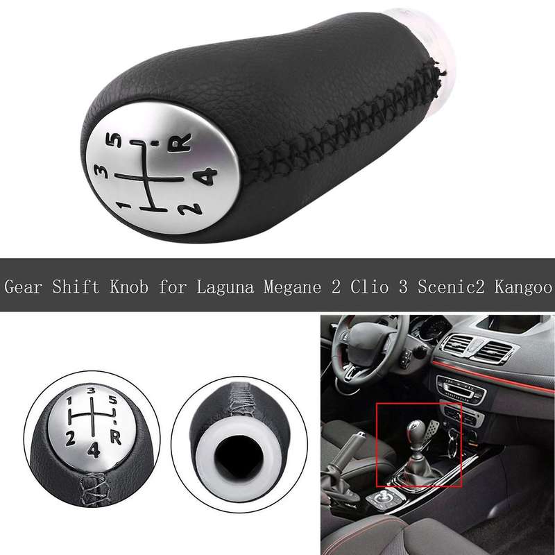 5 Speed Gear Knob Leather Head Stick for 2 3 2003-2009 Scenic2 Kangoo Car Accessories