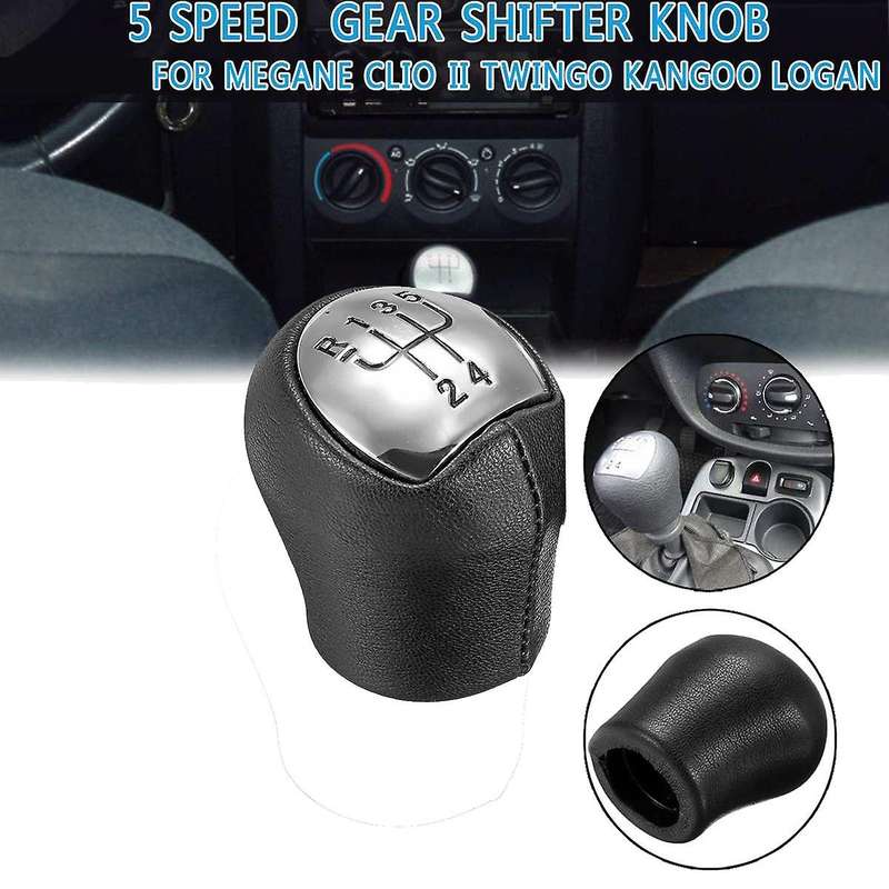 5 Speed Chrome Leather Car Gear Shift Knob Shifter Lever for Espace Kangoo Express Cabriolet