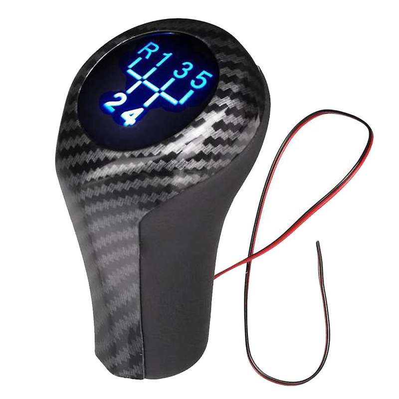 5 Speed Carbon Fiber Car LED Gear Shift Knob Shifter Lever Handle Stick for E46 E90 E91 E92 X1 X3 X5