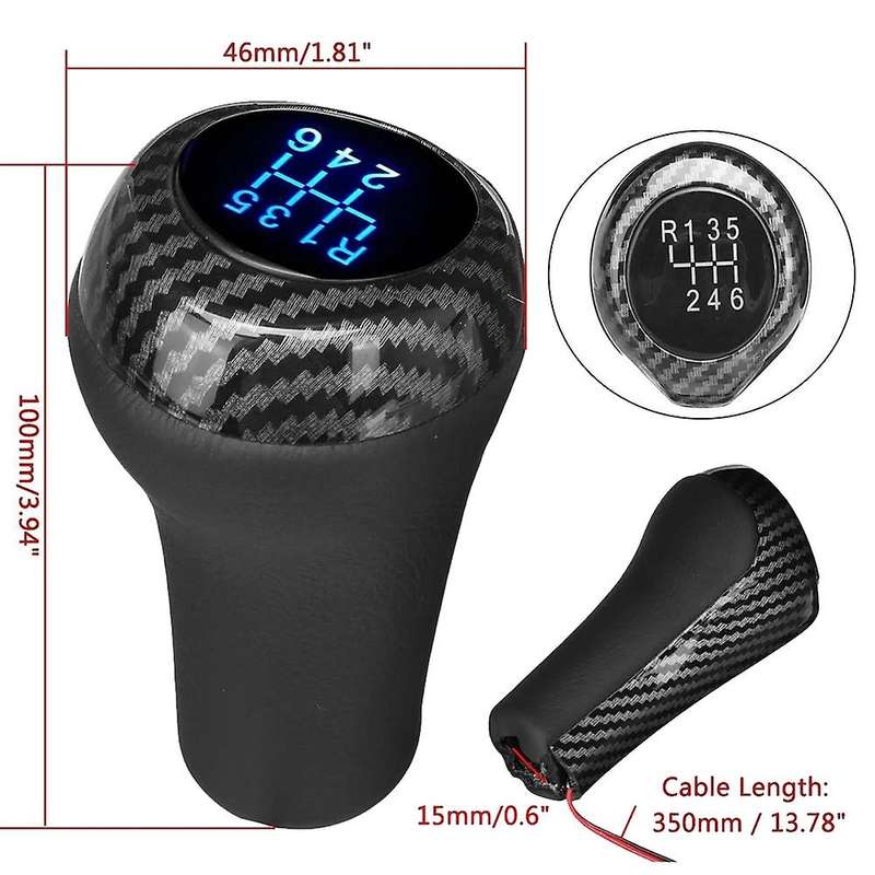5 Speed Carbon Fiber Car LED Gear Shift Knob Shifter Lever Handle Stick for E46 E90 E91 E92 X1 X3 X5