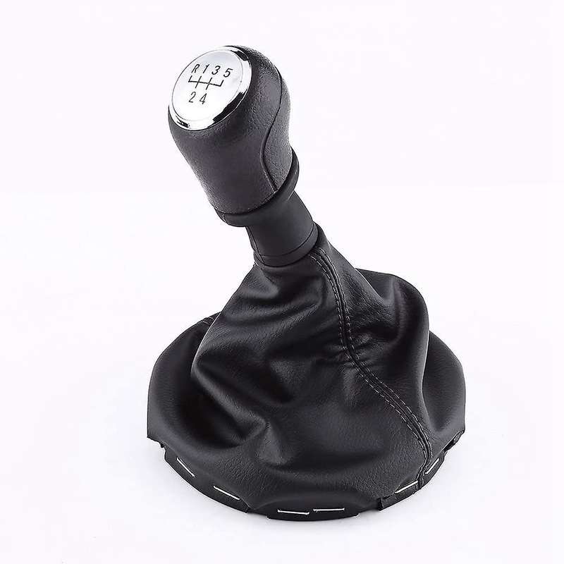 5 Speed Gear Shift Knob Manual Black Gear Shift Knob Kit Gaiter Boot Cover Leather Gear Stick Cover