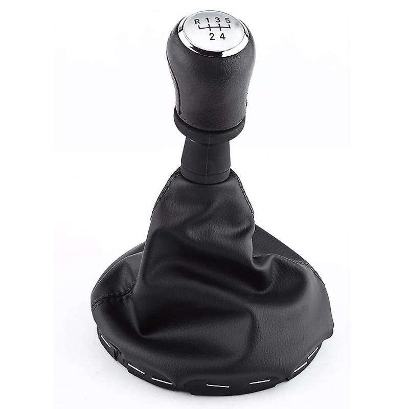 5 Speed Gear Shift Knob Manual Black Gear Shift Knob Kit Gaiter Boot Cover Leather Gear Stick Cover