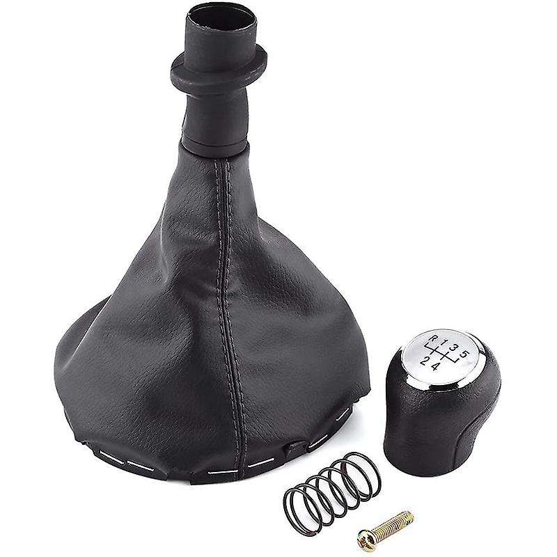 5 Speed Gear Shift Knob Manual Black Gear Shift Knob Kit Gaiter Boot Cover Leather Gear Stick Cover