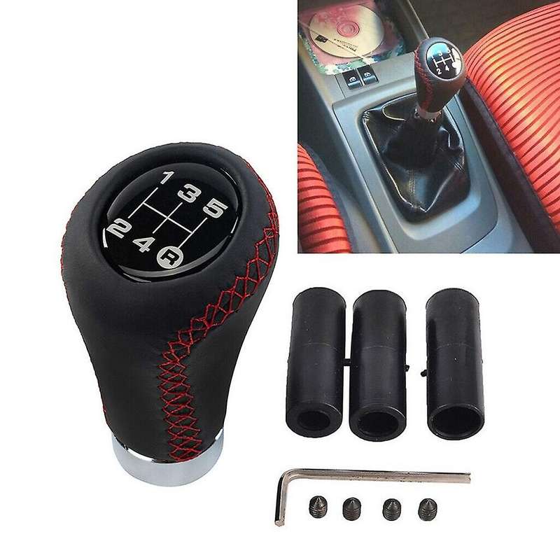 5 Speed Leather Stick Shift Knob Car Shifting Shifter Lever Knobs Head Fit for Most Manual Vehicle