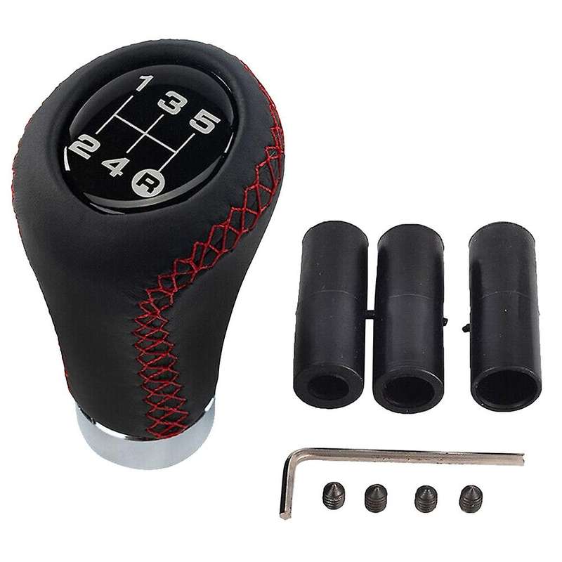 5 Speed Leather Stick Shift Knob Car Shifting Shifter Lever Knobs Head Fit for Most Manual Vehicle
