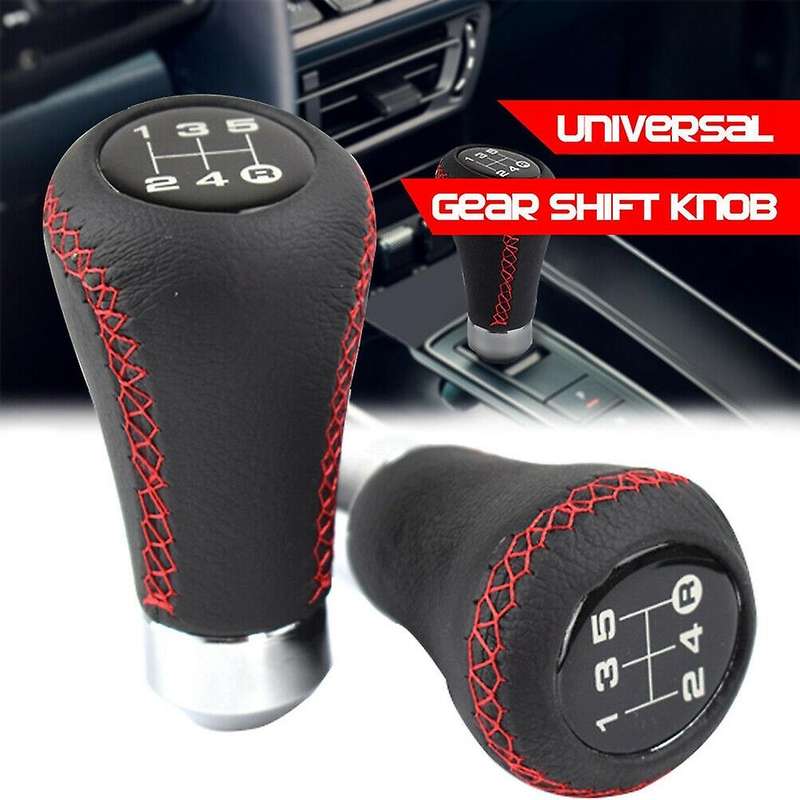 5 Speed Leather Stick Shift Knob Car Shifting Shifter Lever Knobs Head Fit for Most Manual Vehicle