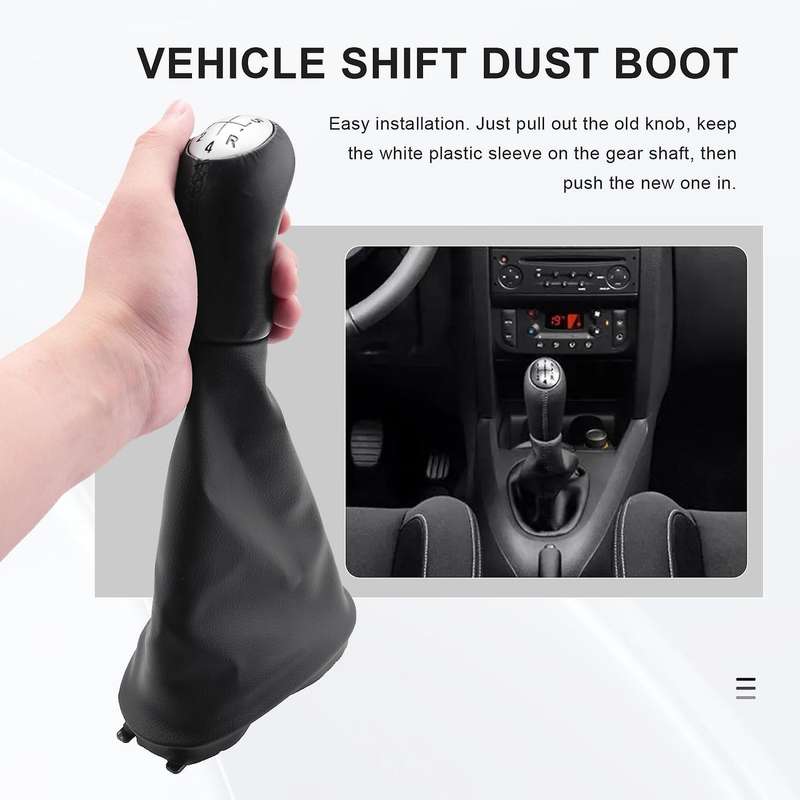 5 Speed Leather Manual Car Gear Lever Compatible Renault