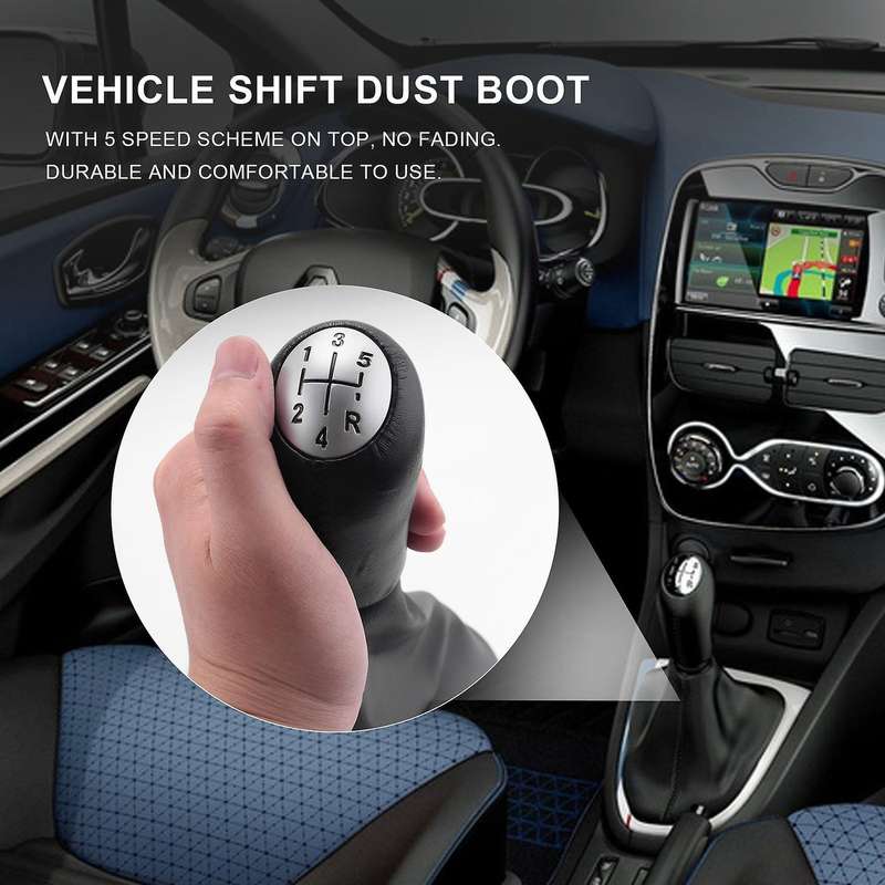 5 Speed Leather Manual Car Gear Lever Compatible Renault