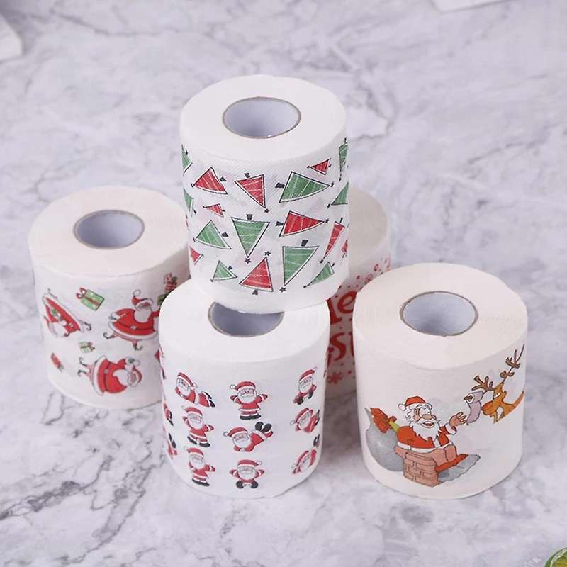 5 Styles Paper Roll Tissue Paper Towels Xmas Office Room Toilet Paper 5 Roll