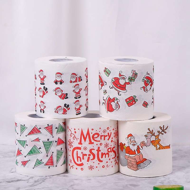 5 Styles Paper Roll Tissue Paper Towels Xmas Office Room Toilet Paper 5 Roll