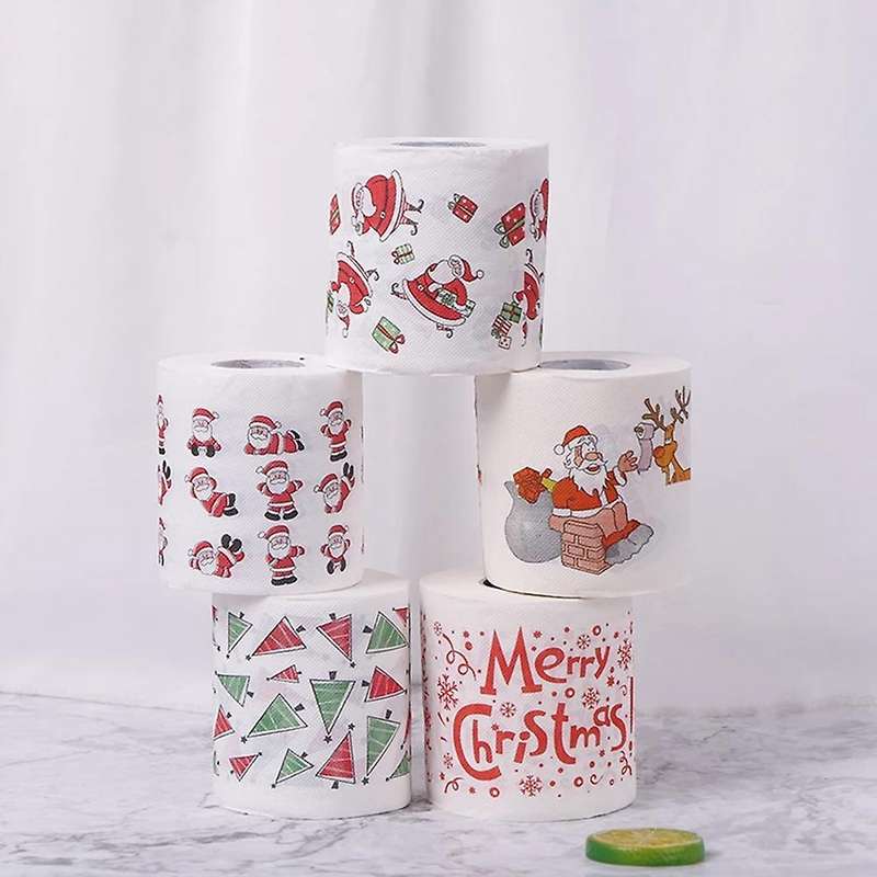 5 Styles Paper Roll Tissue Paper Towels Xmas Office Room Toilet Paper 5 Roll