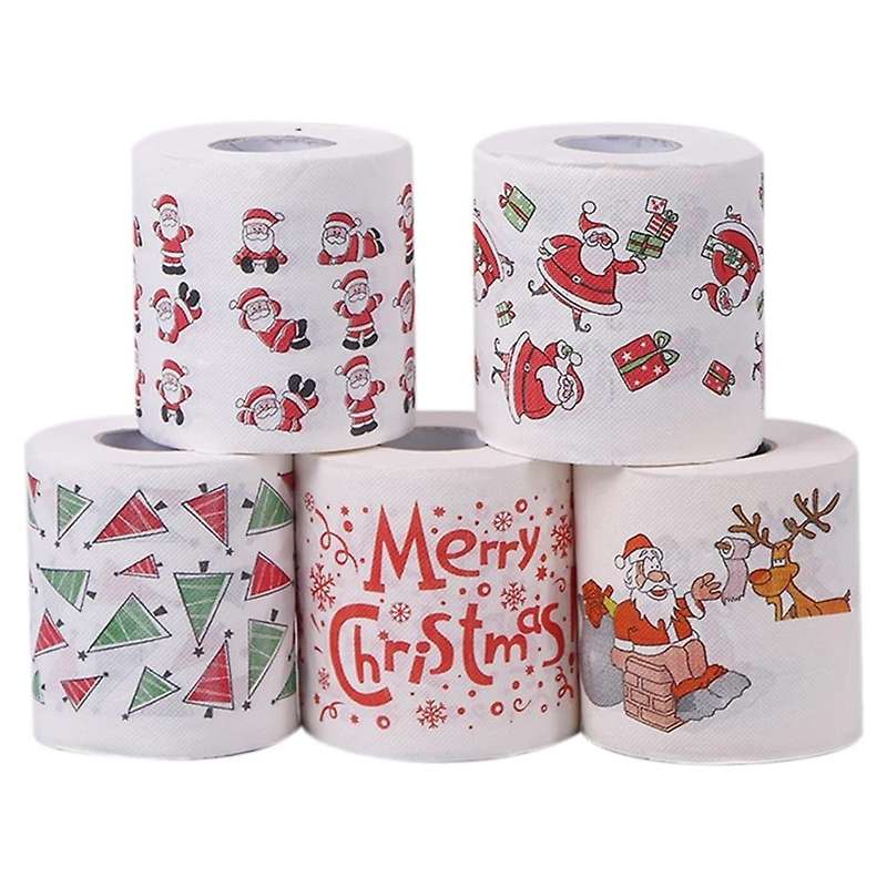5 Styles Paper Roll Tissue Paper Towels Xmas Office Room Toilet Paper 5 Roll