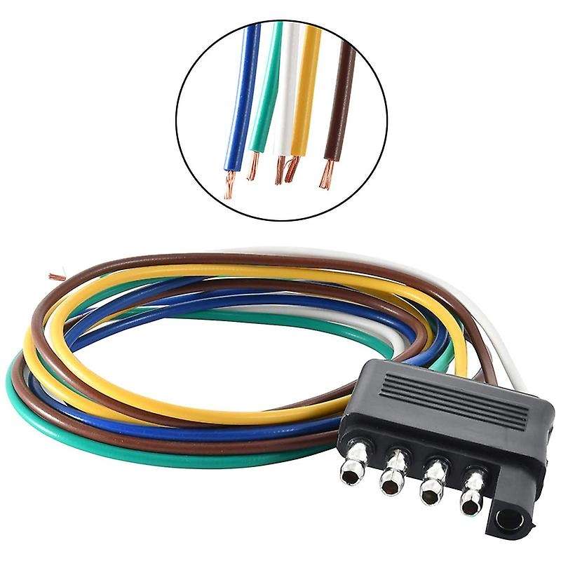 5 Way Flat Trailer Wiring Harness Plug with 36 Inch Wire Lead Trailer End Durable 5 Pin Male Connect