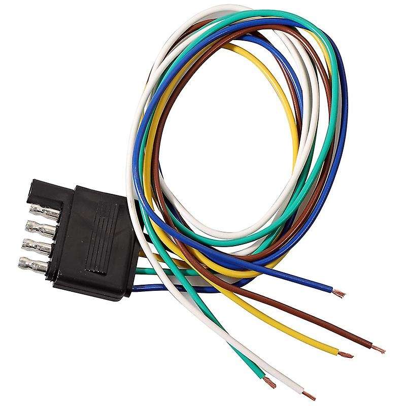 5 Way Flat Trailer Wiring Harness Plug with 36 Inch Wire Lead Trailer End Durable 5 Pin Male Connect