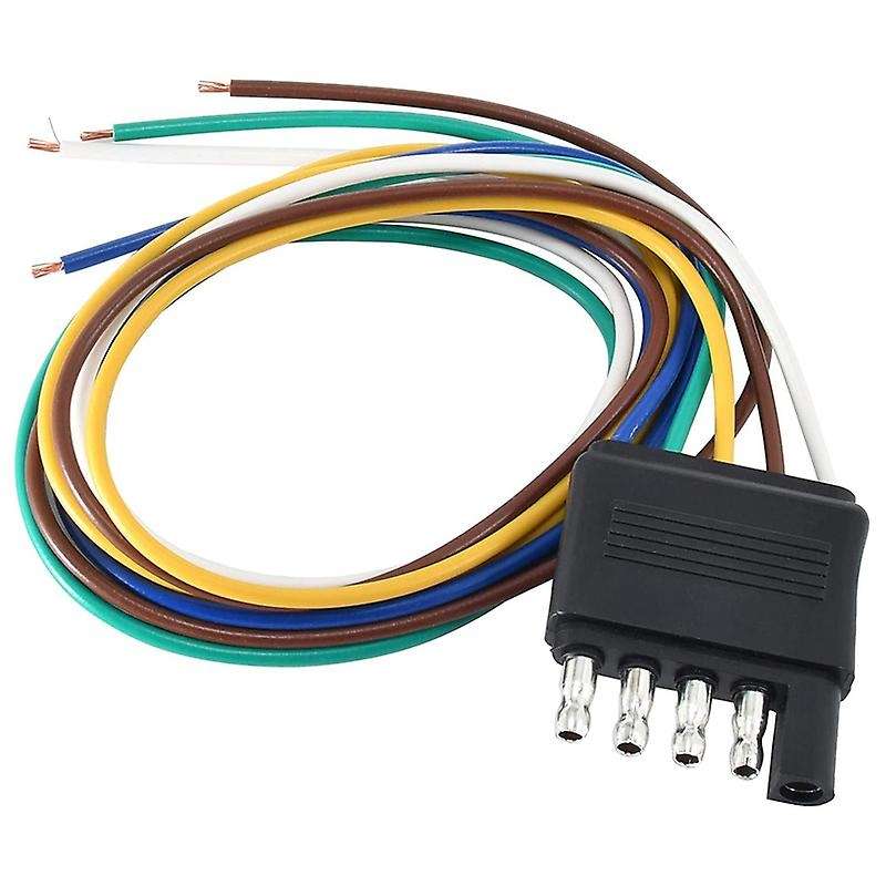 5 Way Flat Trailer Wiring Harness Plug with 36 Inch Wire Lead Trailer End Durable 5 Pin Male Connect