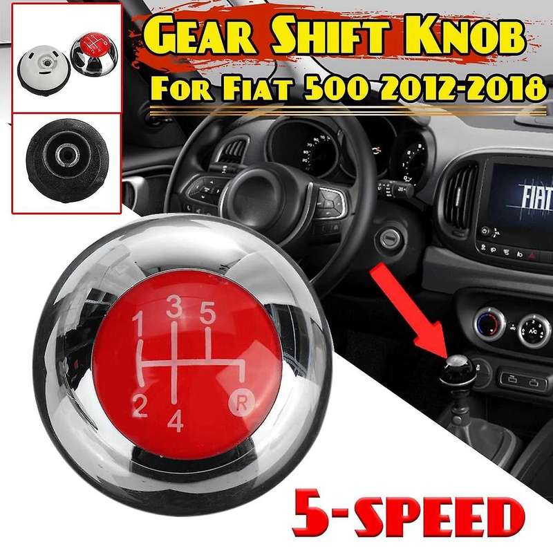 5 Speed Shift Knob Shift Transmission Lever Knob Manual for 2012-2018 Chrome+Red 55344048
