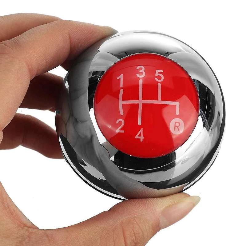 5 Speed Shift Knob Shift Transmission Lever Knob Manual for 2012-2018 Chrome+Red 55344048