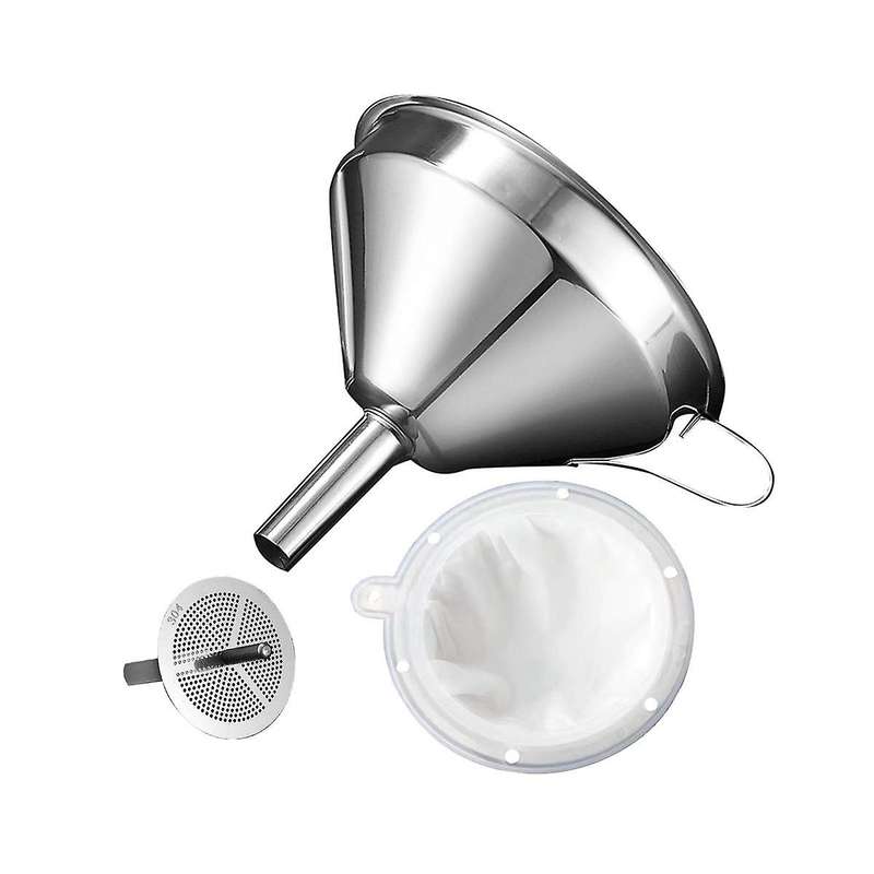 5.1 Inch 304 Stainless Steel Kitchen Funnel with 200 Mesh Food Filter Strainer for Transferring Liqu