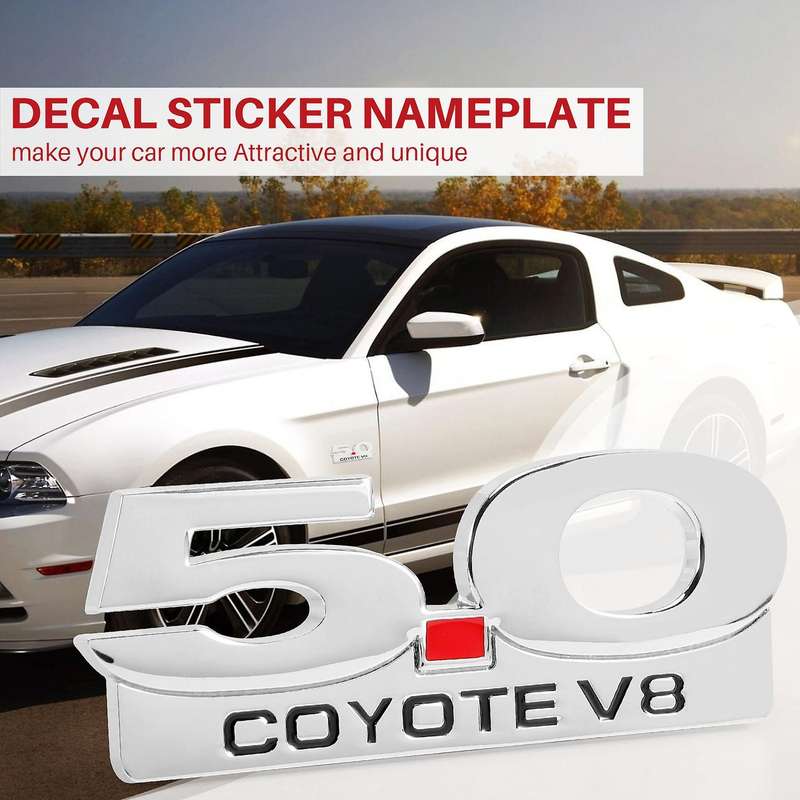 5.0 V8 Emblem for 11-14 F250 F350 Chrome Side Body Emblems Decal Sticker Badge Nameplate