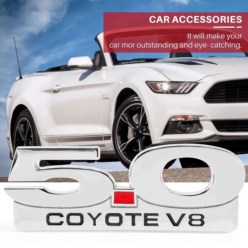 5.0 V8 Emblem for 11-14 F250 F350 Chrome Side Body Emblems Decal Sticker Badge Nameplate
