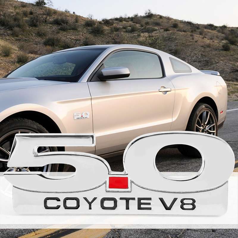 5.0 V8 Emblem for 11-14 F250 F350 Chrome Side Body Emblems Decal Sticker Badge Nameplate