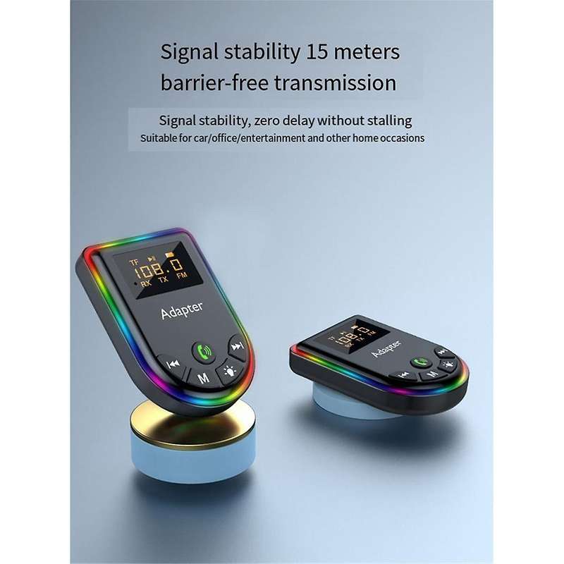 5.3 Bluetooth Transmitter Receiver 2-In-1 Bluetooth Adapter with LED Display RGB Light for Car PC TV