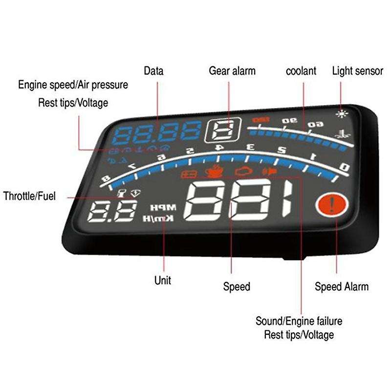 5.5 Inch Car HUD Head-Up Display Universal Auto Digital Car OBDII Overspeed Warning Windshield Proje