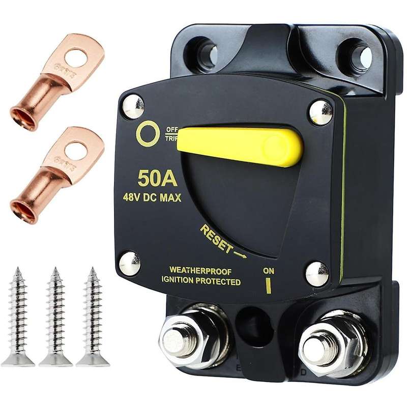50 Amp Marine Circuit Breaker Resettable 50A with Manual Reset Switch Button for Boat Trolling RV Y