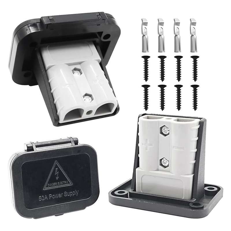 50 Amp Battery Quick Connect/Disconnect Connector Mounting Panel with Cover for Cars, Bicycles, ATV